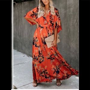 Orange Floral Dress